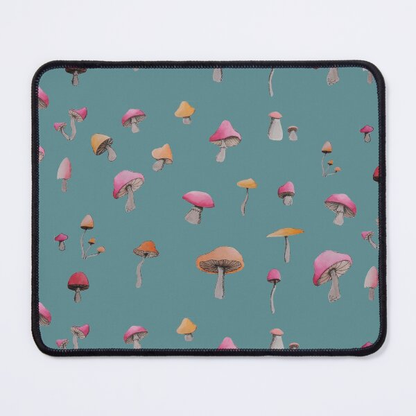 simple red and orange mushroom pattern (blue background) Mouse Pad