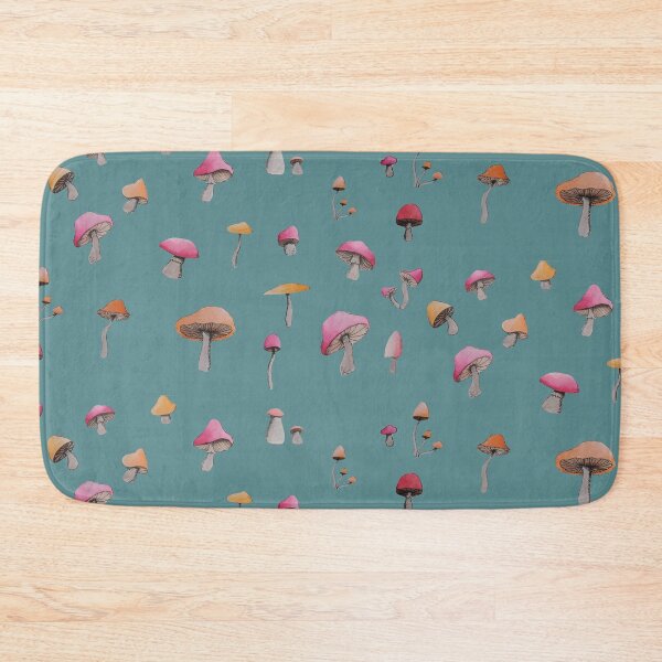 Item preview, simple red and orange mushroom pattern (blue background) designed and sold by -Lily-Anne-.