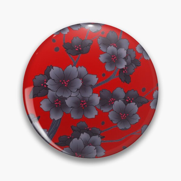 Item preview, Falling Black Sakura Cherry Blossom branches on Red designed and sold by arterialmotive.