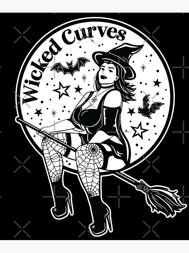 Wicked Curves Curvy Pinup Girl Halloween Witch | Canvas Print