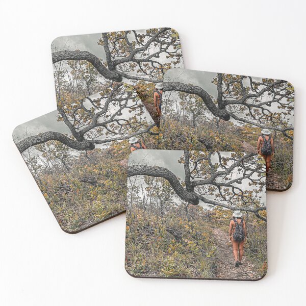 Item preview, Mujer errante en el camino del Cerrado. Mujer caminando por un sendero rocoso pasando bajo un árbol torcido. designed and sold by vbacarin.