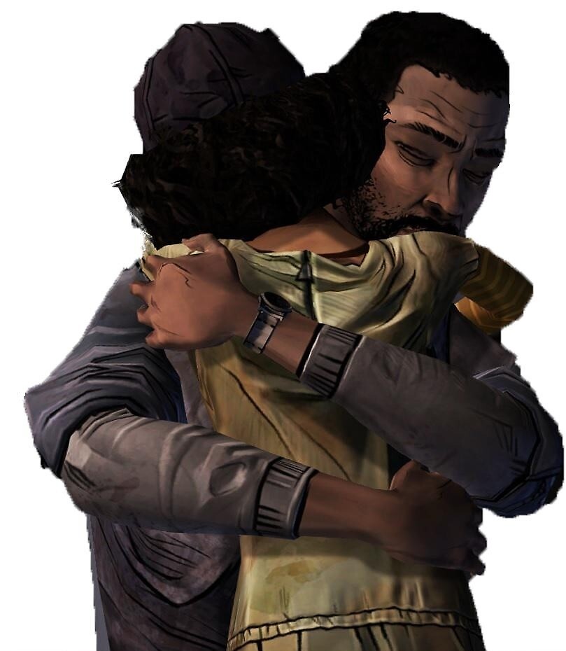 Lee and Clementine Hugging with no background by ichitehkiller.