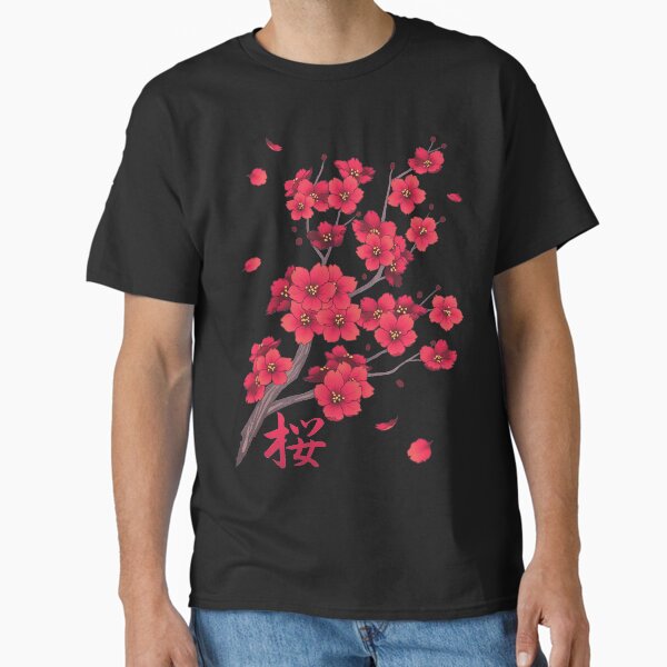 Falling Red Sakura Cherry Blossom petals Classic T-Shirt