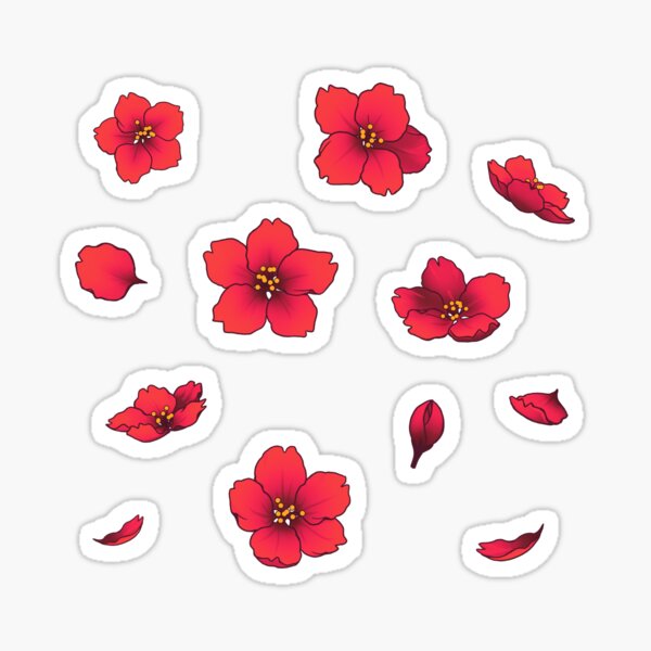 Falling Red Sakura Cherry Blossom petals Sticker