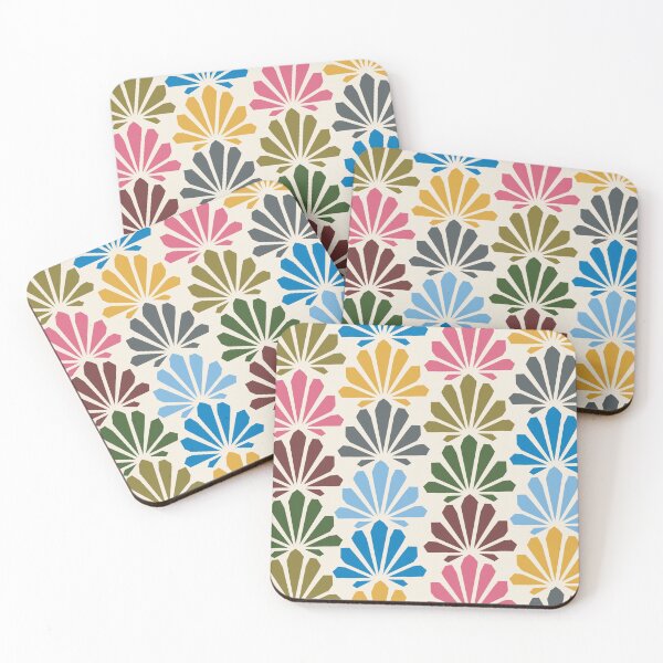 Item preview, "Mod Scallop Shells" Designer 1960s 1970s Seashell Classic Beach Retro Print designed and sold by victoriabdesign.