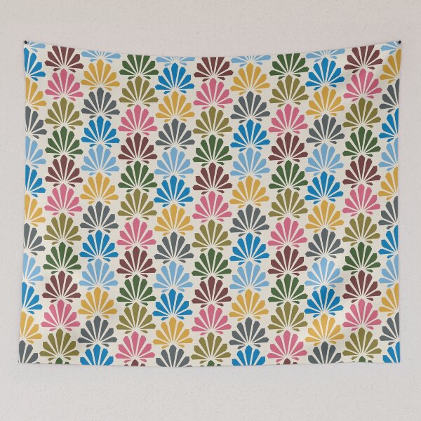 Item preview, "Mod Scallop Shells" Designer 1960s 1970s Seashell Classic Beach Retro Print designed and sold by victoriabdesign.