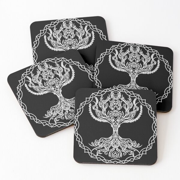 Item preview, White Lineart Yggdrasil designed and sold by Sable's Occult and Curios.