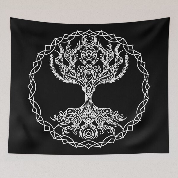 Item preview, White Lineart Yggdrasil designed and sold by Sable's Occult and Curios.