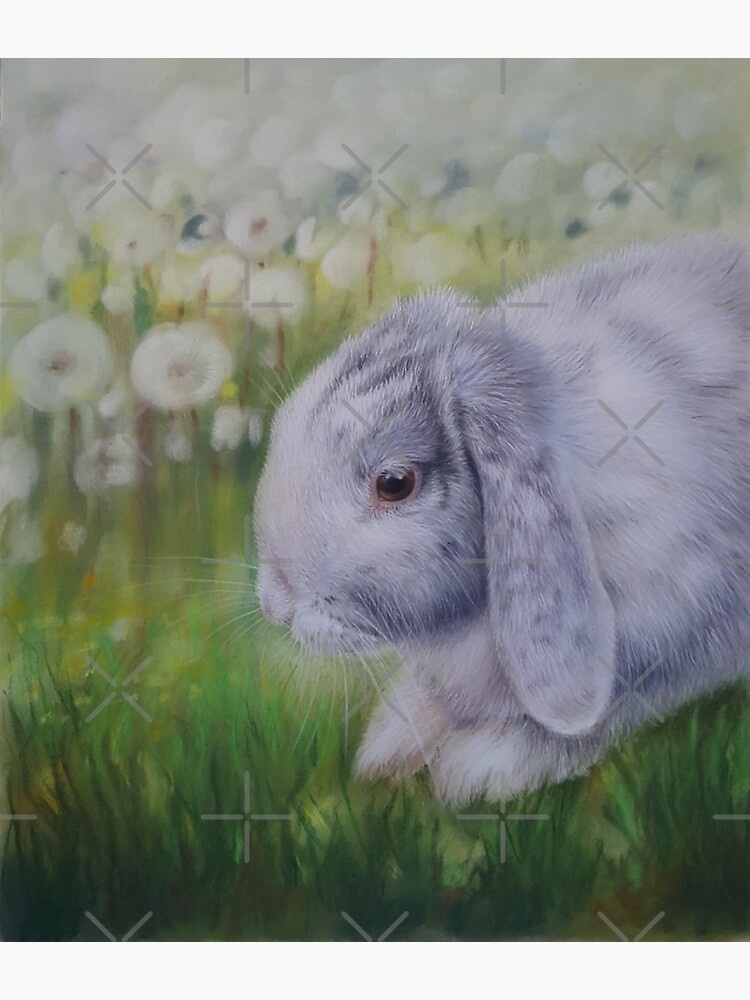 Thumbnail 3 of 3, Sticker, A bunny in the dandelion meadow designed and sold by Penguland.