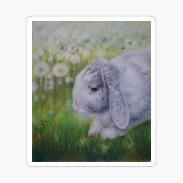 A bunny in the dandelion meadow Sticker