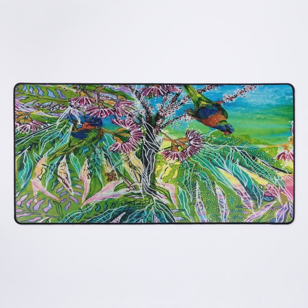 An Australian Rainbow Lorikeets Parrot Party Desk Mat