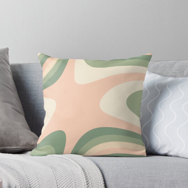 Item preview, Abstrakte Groovy Stripes in Olivgrün, Pfirsich und Creme designed and sold by patternsoup.