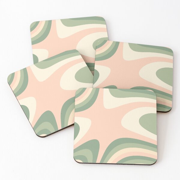 Item preview, Olive Green, Peach and Cream Abstract Groovy Stripes designed and sold by patternsoup.