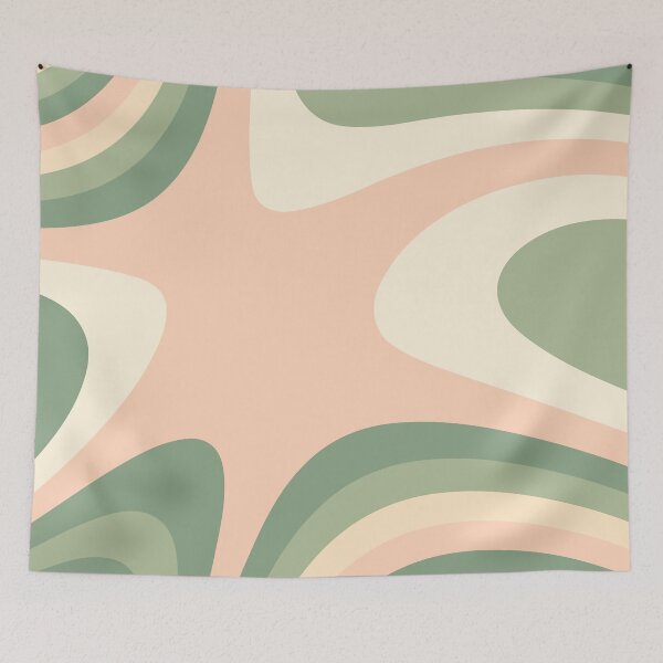 Item preview, Olive Green, Peach and Cream Abstract Groovy Stripes designed and sold by patternsoup.