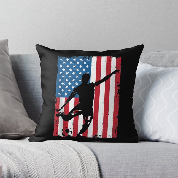 USA Soccer Football American Flag Vintage Sports Tank Top Throw Pillow