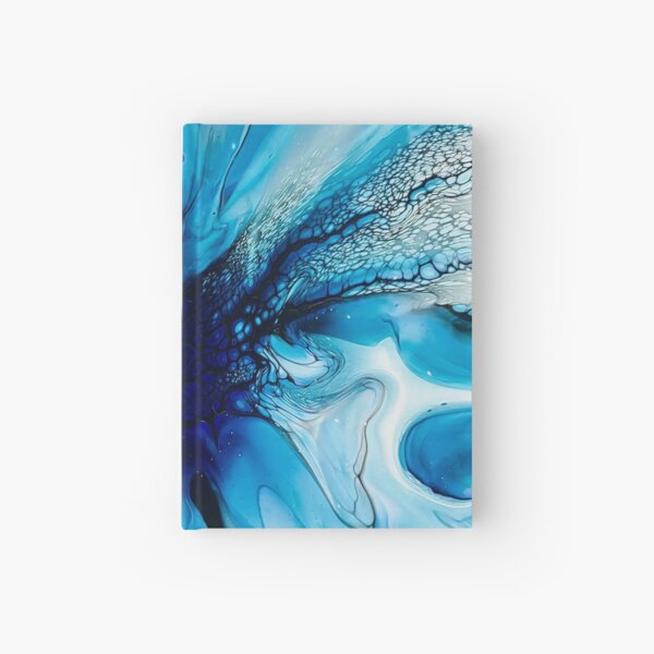 Purple, Blue, Black and White Abstract Fluid Art Painting. Pour Art. Hardcover Journal