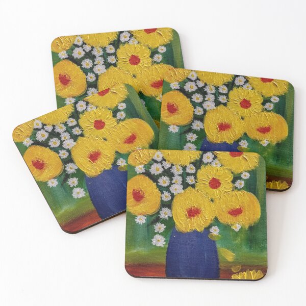 Item preview, some beautiful sunflowers in a blue vase  designed and sold by kkartwork.