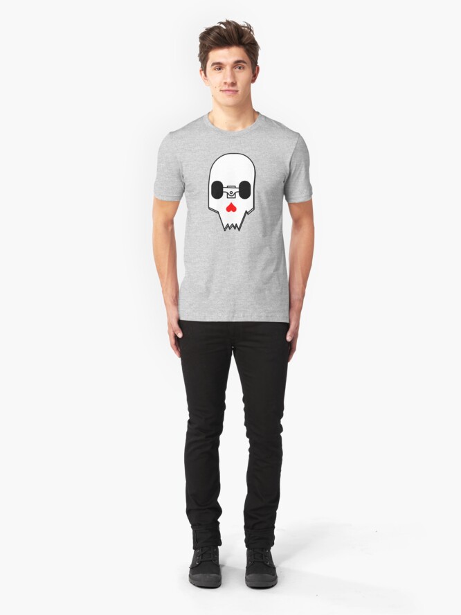 Alternate view of Broken Skateboard Skull V1 Slim Fit T-Shirt