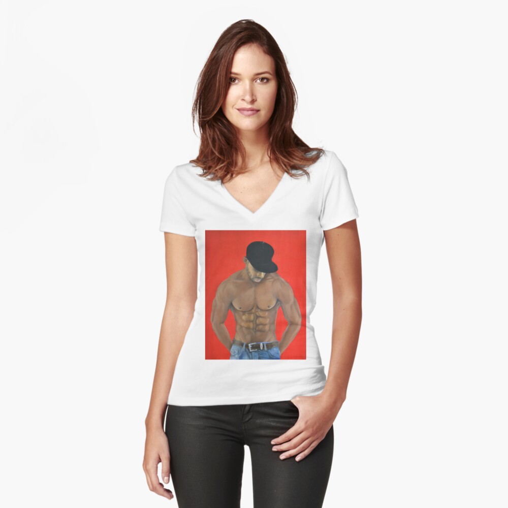 Item preview, Fitted V-Neck T-Shirt designed and sold by lidimentos.