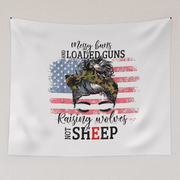 Item preview, Messy Buns And Loaded G-uns Raising Wolves Not Sheep T-Shirt designed and sold by Bener-Zurich.