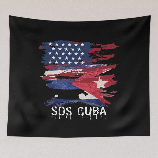 Artikelvorschau, Halbamerikanische kubanische Flagge SOS Cuba Vintage - Streak Half-Cast entworfen und verkauft von DKA-2ndBoy.