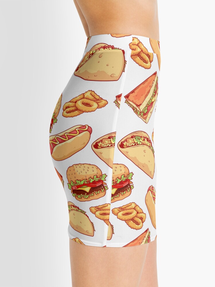 Alternate view of Pattern with burgers, sandwiches, tacos, hot dogs and onion rings. Mini Skirt