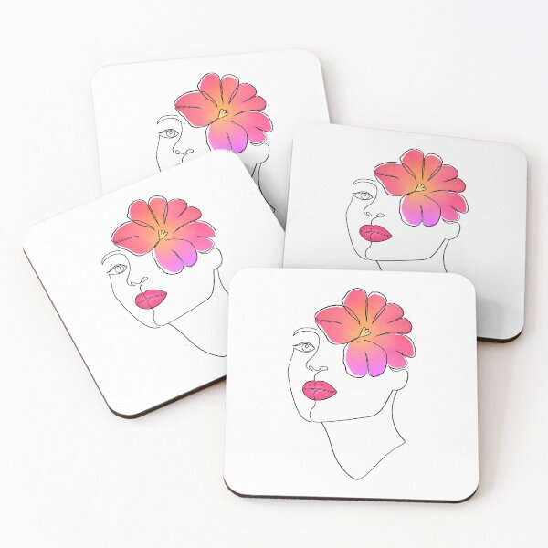 Item preview, Minimalist Line Art Woman Pink Flower designed and sold by Designs24U.