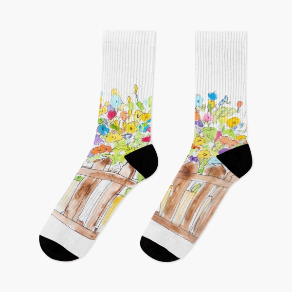 Artikelvorschau, handgemalte bunte Blumen in 3 Töpfen Aquarell entworfen und verkauft von ColorandColor.