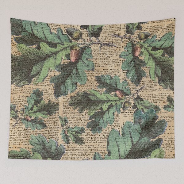 Item preview, Oak Tree Leaves And Acorns, Autumn Vintage Dictionary Art designed and sold by DictionaryArt.
