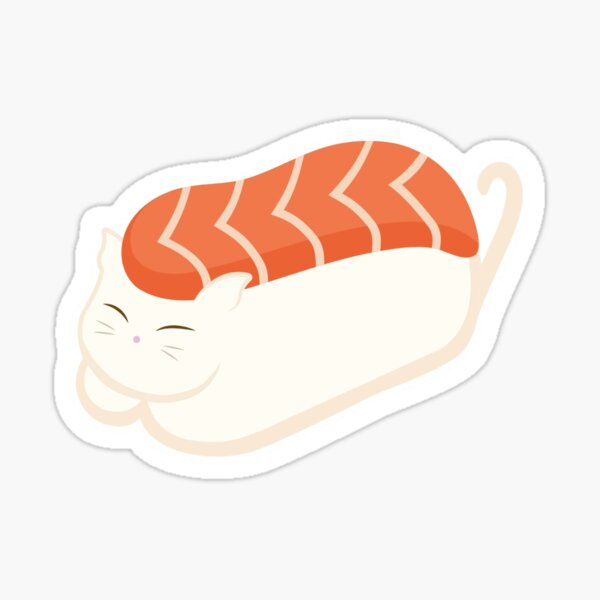 Cute Salmon Nigiri Sushi Cat Sticker For Sale By Young85 Redbubble