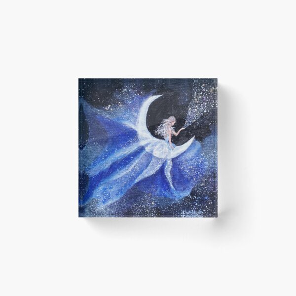 Item preview, Blue moon galaxy lady. Fantasy Space girl creating stars designed and sold by Goldstarwork.