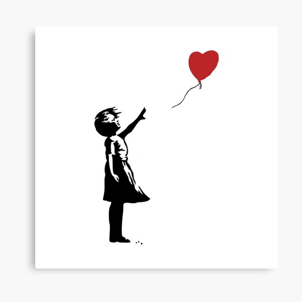 BEST SELLING - Banksy Girl Heart Balloon Metal Print