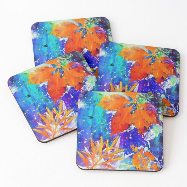 Item preview, Botanical abstract autumn leaves designed and sold by Red Witch Art.