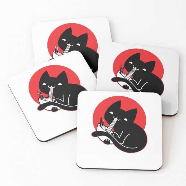 Item preview, Black cat eating ramen designed and sold by AUSSIEPETS.