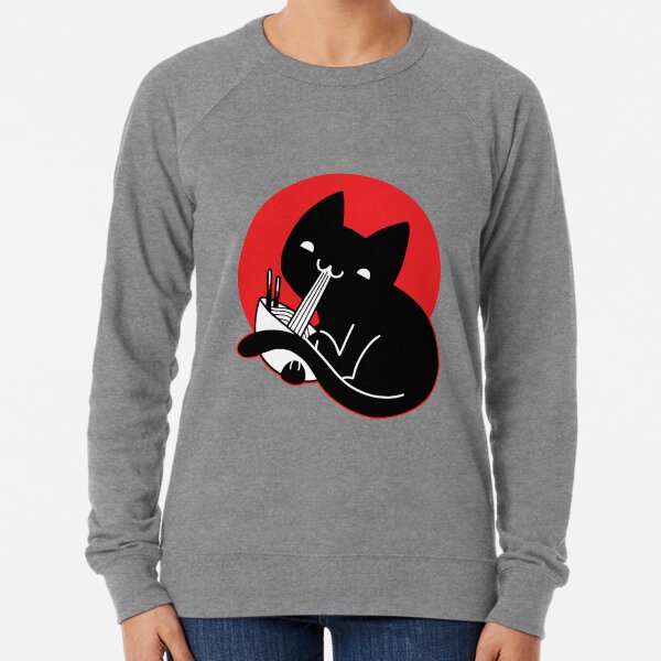 Vista previa del artículo con la obra «Gato negro comiendo ramen», diseñado y vendido por AUSSIEPETS.