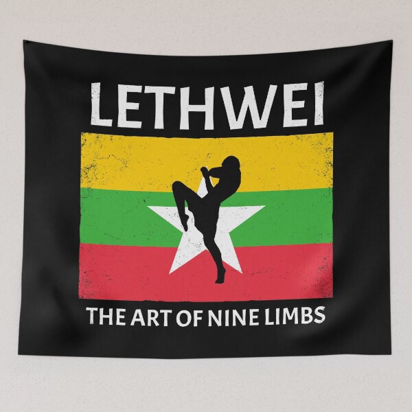 Item preview, Lethwei fighter flag of Myanmar designed and sold by NicGrayGraphic.