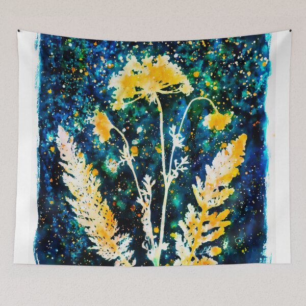 Aperçu de l'œuvre Floral cyanotype botanique créée et vendue par Red Witch Art.