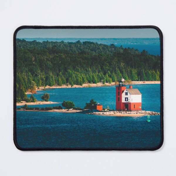 Item preview, Round Island Light watching over Mackinac Island designed and sold by Michael Deemer.