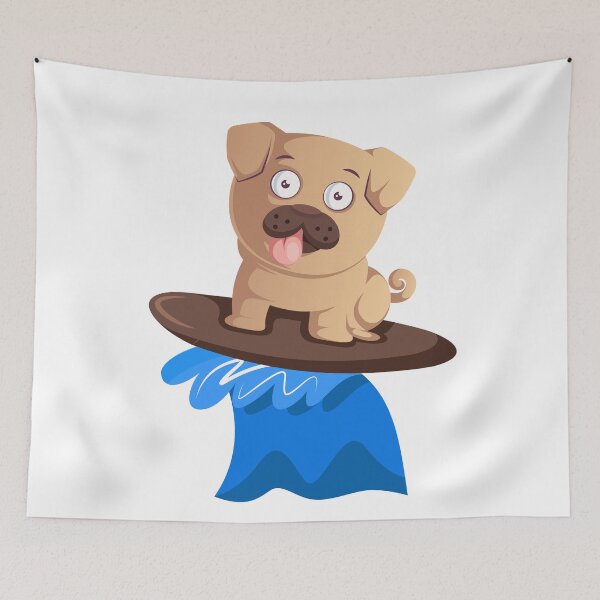 Item preview, Dog (Pug) surfing designed and sold by YuneDesigns.