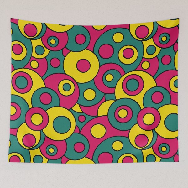 Item preview, Oil painting yellow, crimson and green different size circles designed and sold by IrinaIkar.