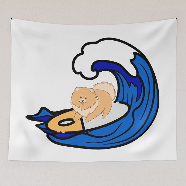 Item preview, Dog (Pomeranian) on surfboard designed and sold by YuneDesigns.