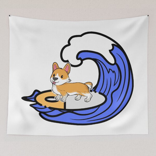 Item preview, Dog (Corgi) on surfboard designed and sold by YuneDesigns.