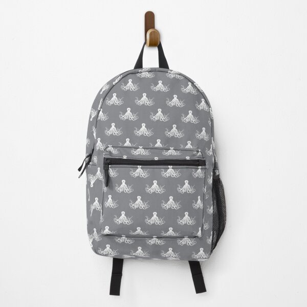 Octopus | Vintage Octopus | Tentacles | Sea Creatures | Nautical | Ocean | Sea | Beach | Grey and White | Backpack