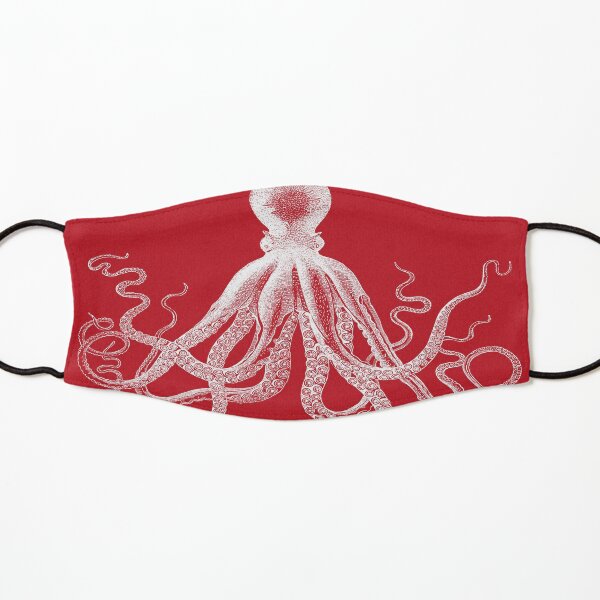 Octopus | Vintage Octopus | Tentacles | Sea Creatures | Nautical | Ocean | Sea | Beach | Red and White | Kids Mask