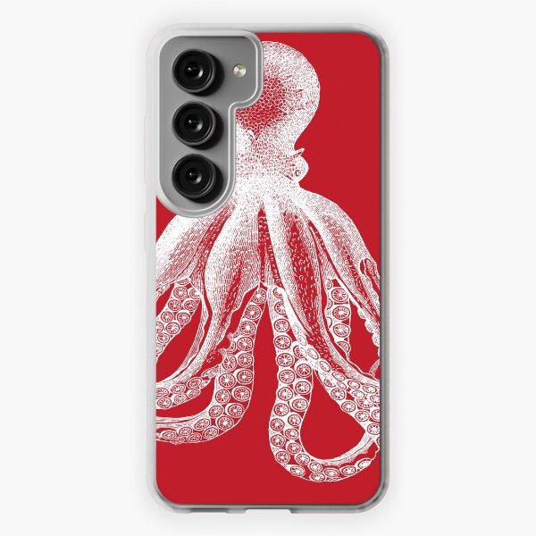 Octopus | Vintage Octopus | Tentacles | Sea Creatures | Nautical | Ocean | Sea | Beach | Red and White | Samsung Galaxy Soft Case