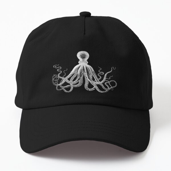 Octopus | Vintage Octopus | Tentacles | Sea Creatures | Nautical | Ocean | Sea | Beach | Black and White | Dad Hat