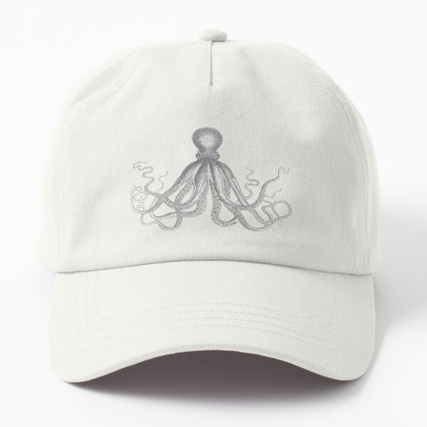 Octopus | Vintage Octopus | Tentacles | Sea Creatures | Nautical | Ocean | Sea | Beach | Grey and White |  Dad Hat