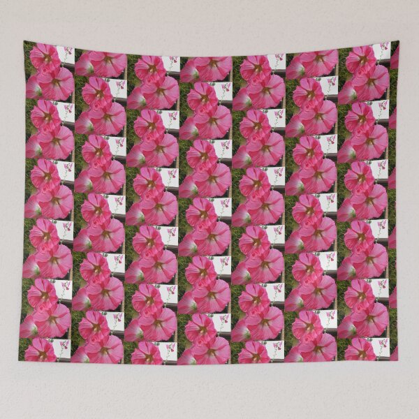 Item preview,  PINK HOLLYHOCK FLOWER BLOSSOMS designed and sold by Nicola Furlong’s ExuberArt.