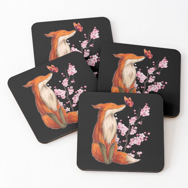 Item preview, Japanese Fox Cherry blossom Flower sakura trees Kawaii designed and sold by lydiamoranart.