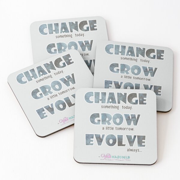 Item preview, Change Grow Evolve : Inspirational Quote - Bold font Blue Grey Brown Grunge texture ~ Vicki Hadfield designed and sold by Printable Pressies.